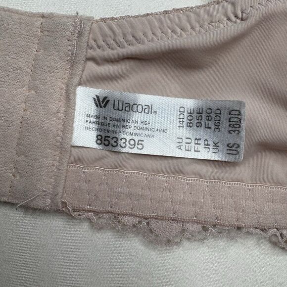 Wacoal Vivid Encounter Lace-Trim Contour Bra 853395 Beige Underwire Size 36DD - Picture 2 of 7